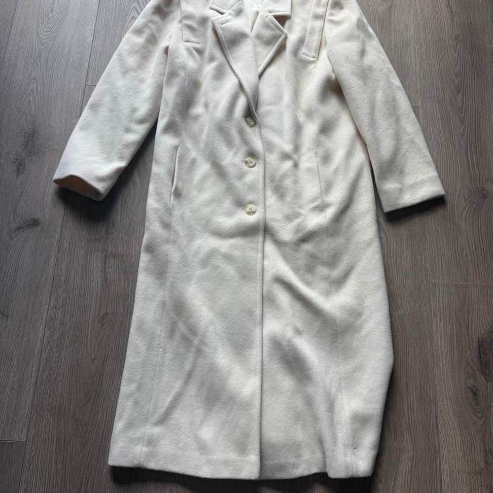 Vintage Braefair Ivory Wool Blend Long Coat Made in USA Women's Classic Overcoat